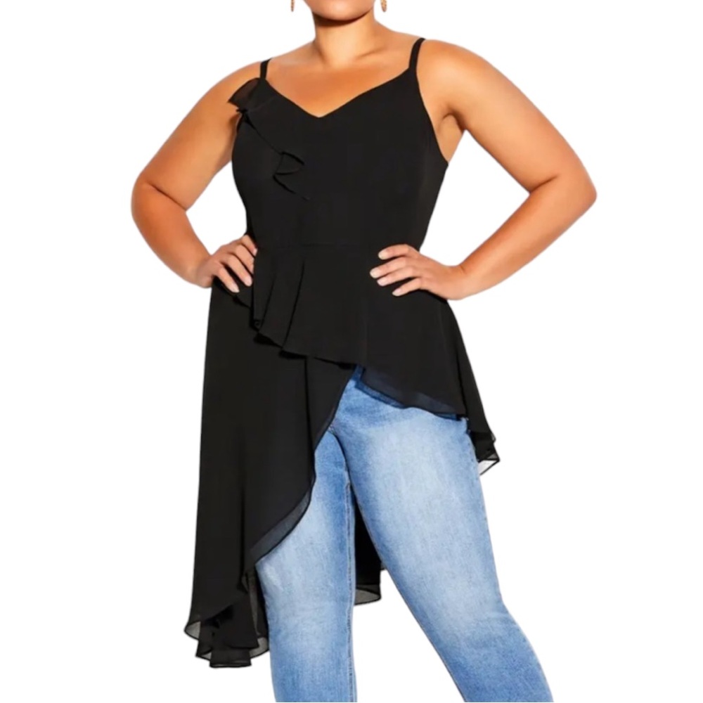 CITY CHIC Rustle Me Asymmetric Sleeveless Top. Size 16‎